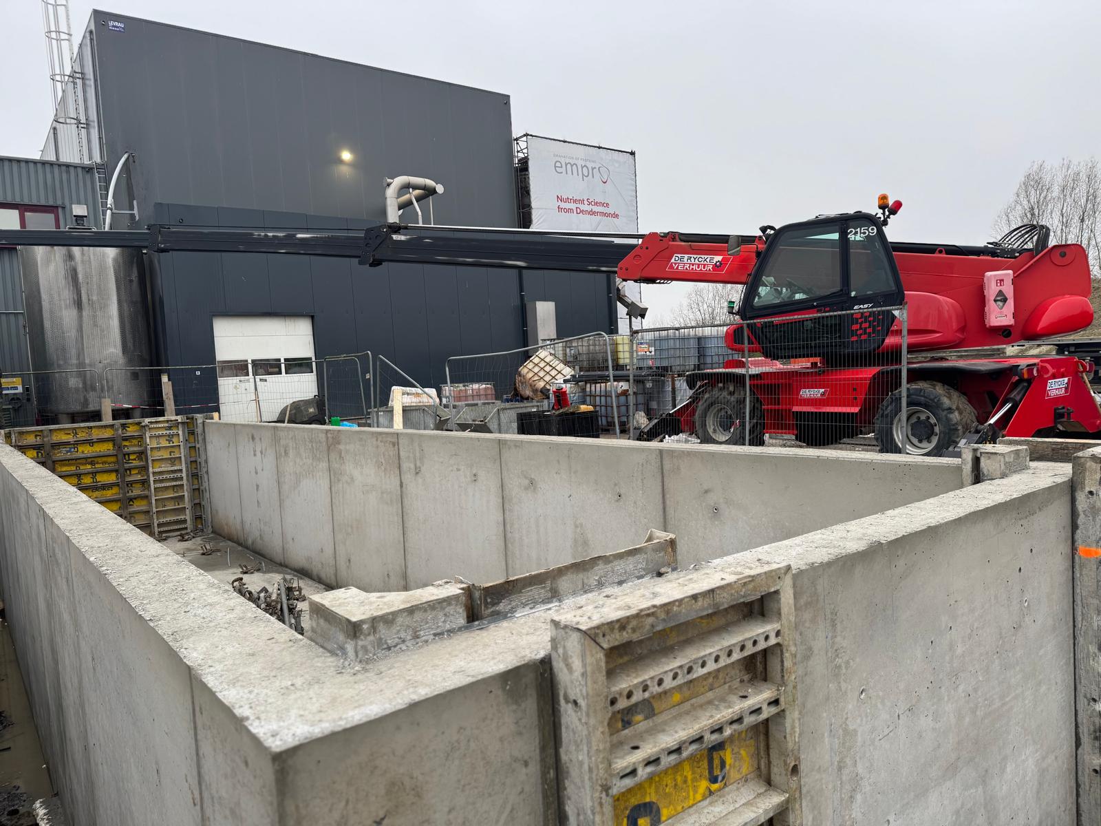 Concrete walls being formed on the construction site