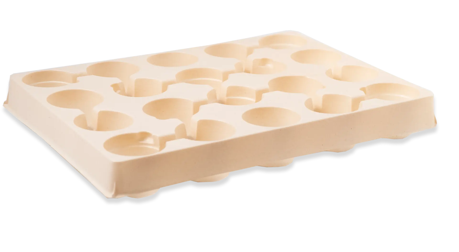 Moulded packaging trays made from a renewable protein-based biopolymer