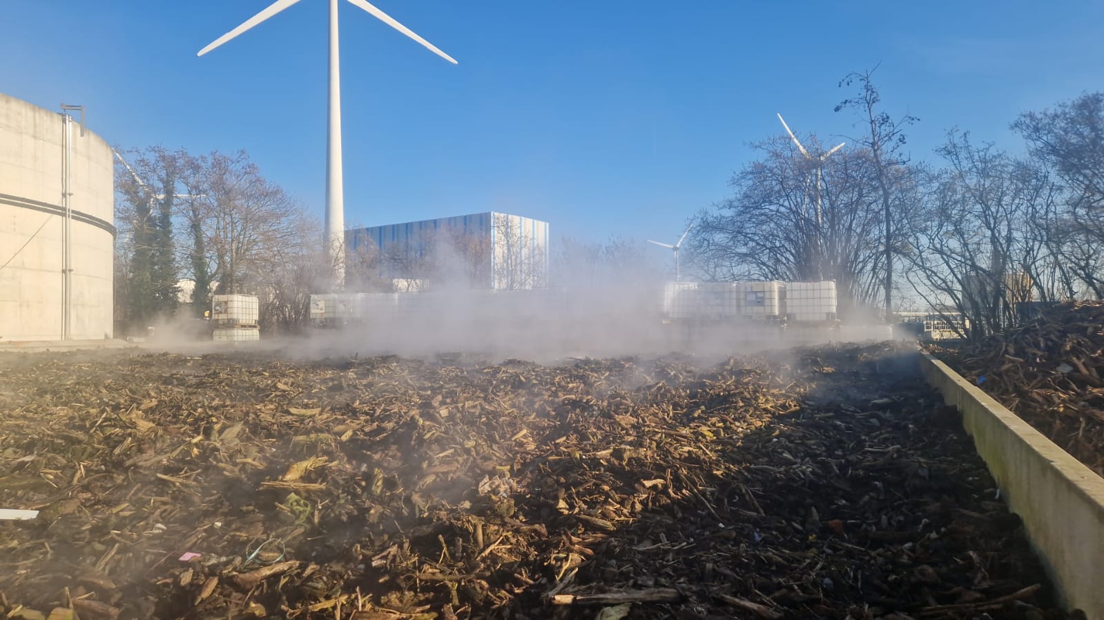 The root wood biofilter bed at the Empro site in Dendermonde