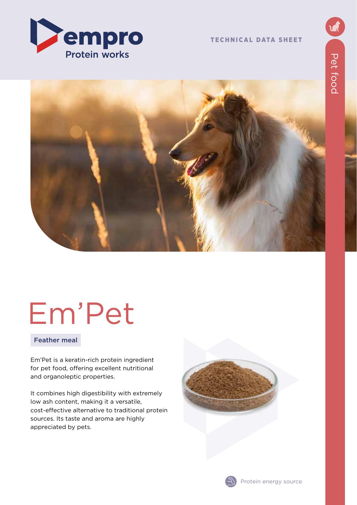 Example Technical Data Sheet for Em'Pet feather meal